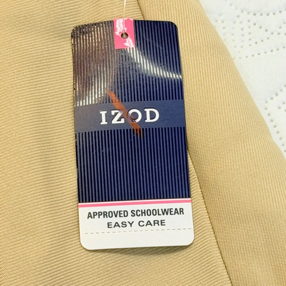IZOD Girls Khaki School Uniform Skort Size 8 Regular Tan Easy Care NWT